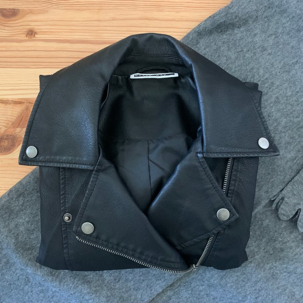 ASOS Black Noisy May Faux Vegan Leather Jacket XS